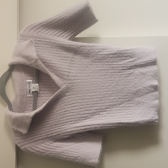 Bailey 44 Romantic Lilac Knit Elbow Sleeve V Neck Sweater Top - Picture 3 of 9